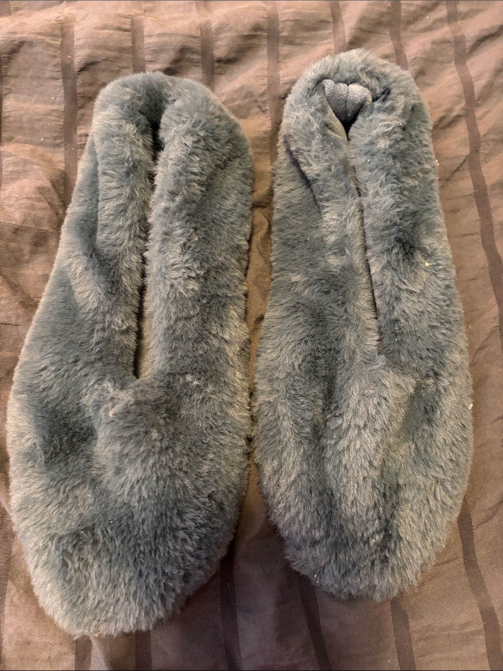 Primark Grey Faux Fur Slip-On Slippers